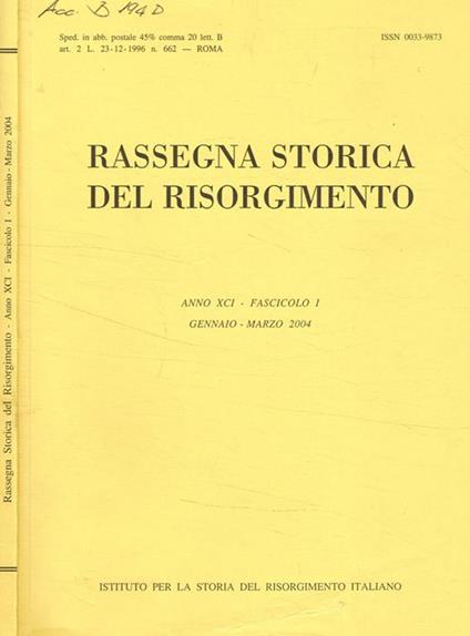 Rassegna storica del risorgimento anno XCI, fasc.1, 2004 - copertina