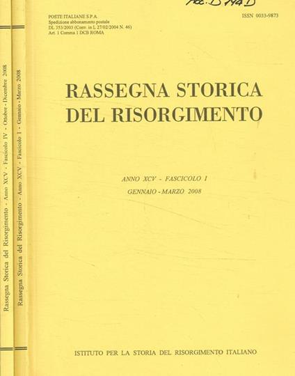 Rassegna storica del risorgimento anno XCV fasc.I, IV, 2008 - copertina