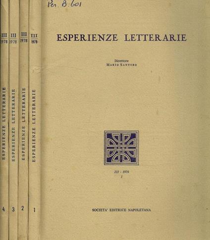 Esperienze letterarie. Anno III, 1978 - copertina