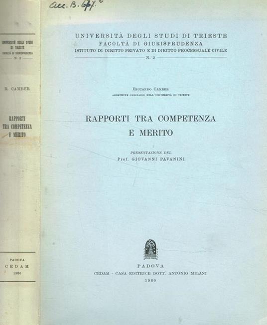 Rapporti tra competenza e merito - copertina