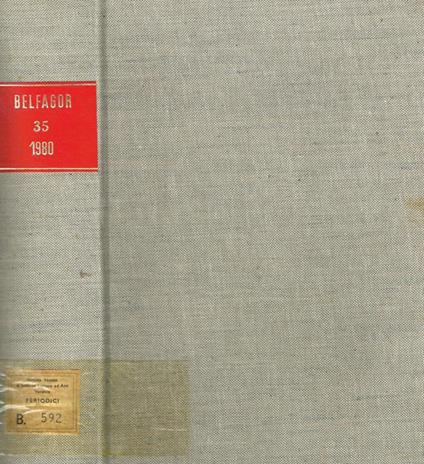 Belfagor. Rassegna di varia umanita fondata da Luigi Russo. Vol.XXXV-1980 - copertina