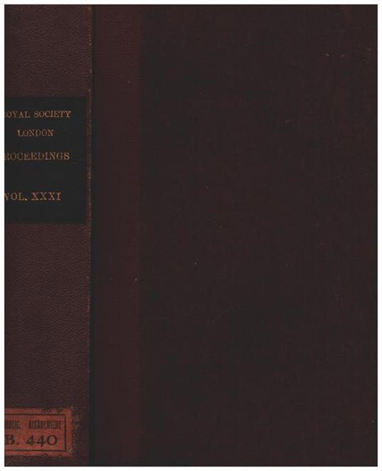 Proceedings of The Royal Society of London, Vol. XXXI - 1880-1881 - copertina