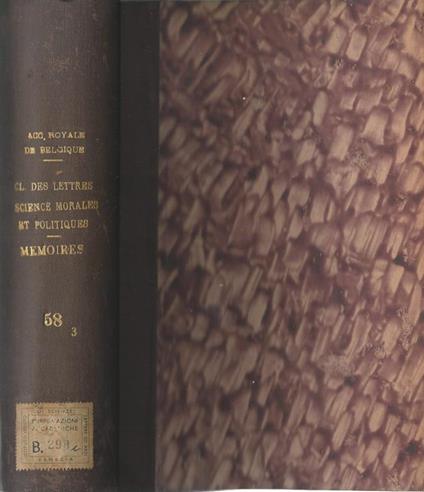 Classe Des Lettres Science Morales et Politiques - Memoires 1965 Tomo 52 (3) - copertina