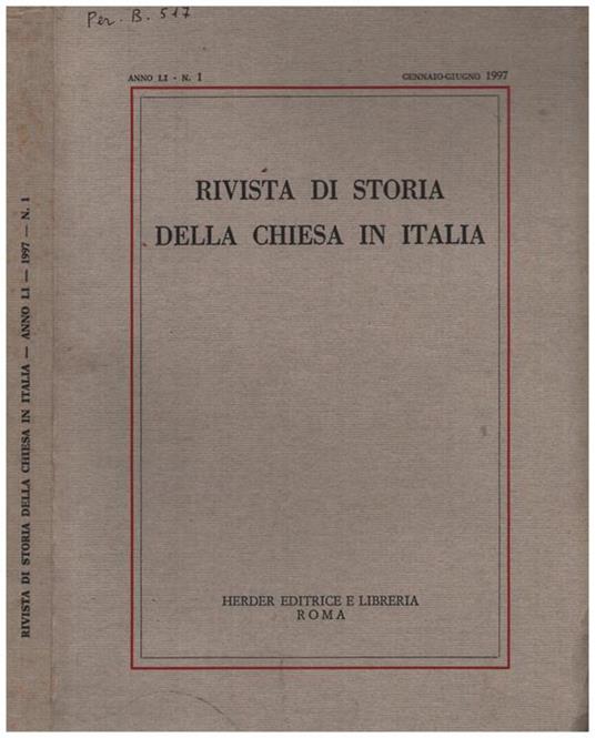 Rivista di storia della chiesa in Italia - copertina