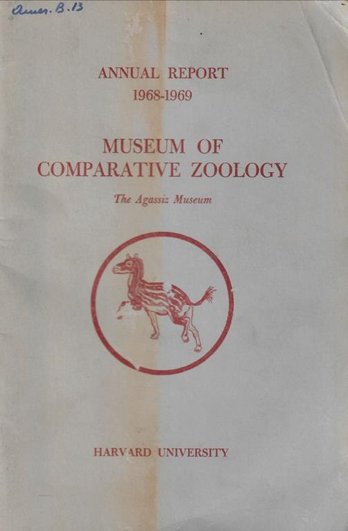 Annual Report Museum Comparative Zoology Anno 1966-1969 - copertina