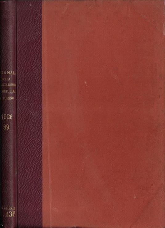 Giornale della R. Accademia di medicina di Torino anno 1926 - copertina