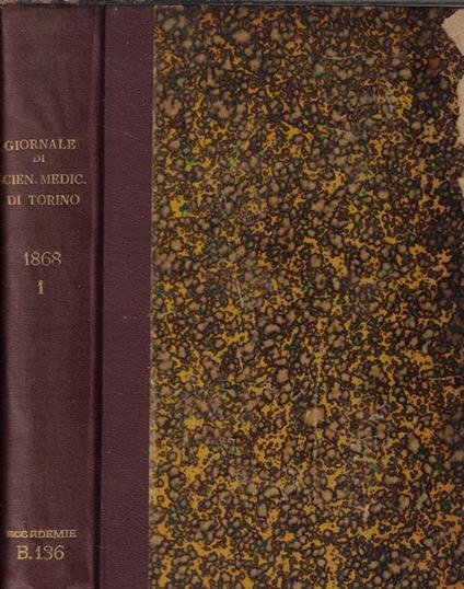 Giornale della R. Accademia di medicina di Torino anno XXXI 1868 parte I - copertina