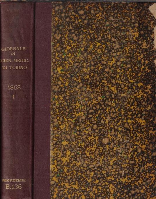 Giornale della R. Accademia di medicina di Torino anno XXXI 1868 parte I - copertina
