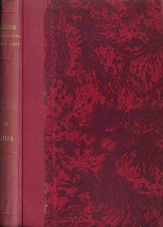 Archivum Latinitatis Medii Aevi Anno 1934 Tomo IX - copertina