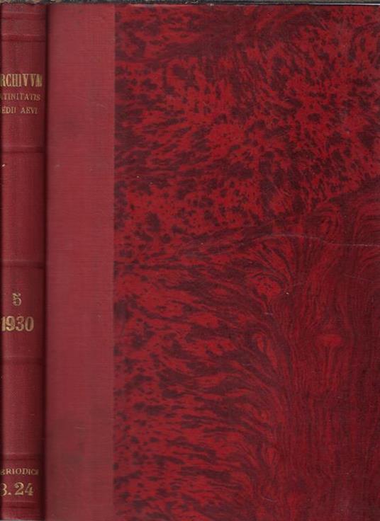 Archivum Latinitatis Medii Aevi Anno 1930 Tomo V - copertina