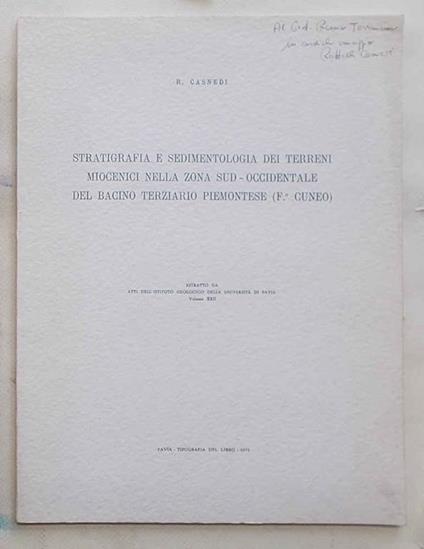 Stratigrafia e sedimentologia dei terreni miocenici nella zona sud-occidentale del bacino terziario piemontese (Fø. Cuneo) - copertina