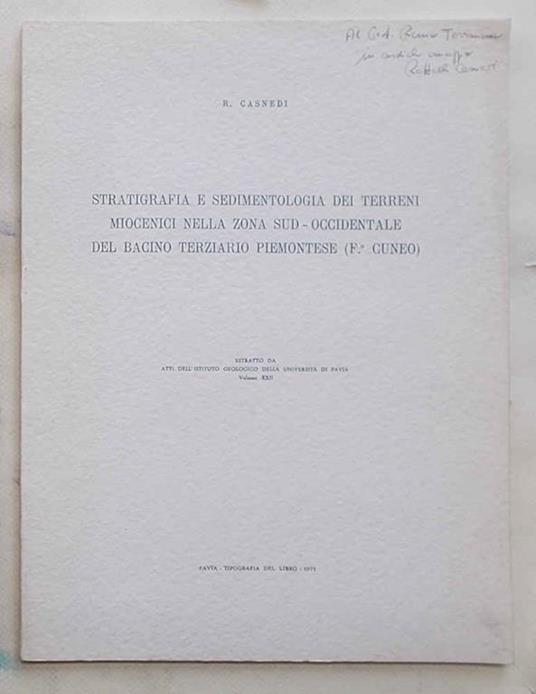 Stratigrafia e sedimentologia dei terreni miocenici nella zona sud-occidentale del bacino terziario piemontese (Fø. Cuneo) - copertina