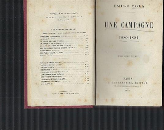 Une Campagne 1880-1881 - Émile Zola - copertina