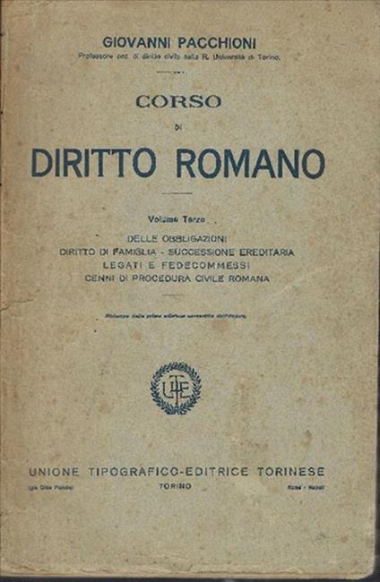 Corso Di Diritto Romano - Gianfranco Pacchioni - copertina