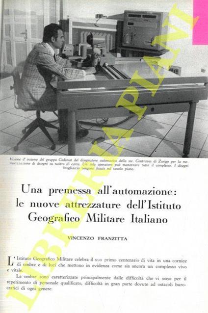Una premessa all'automazione: le nuove attrezzature dell'Istituto Geografico Militare Italiano - Vincenzo Fratta - copertina