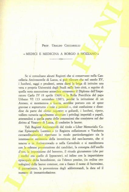 Medici e medicina a Borgo a Mozzano - Ubaldo Ceccarelli - copertina