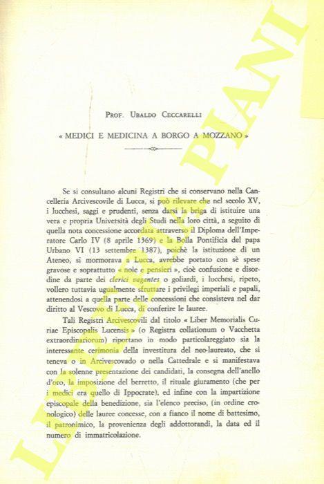 Medici e medicina a Borgo a Mozzano - Ubaldo Ceccarelli - copertina