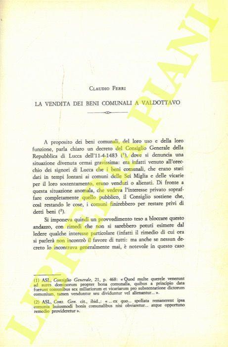 La vendita dei beni comunali a Valdottavo - Claudio Ferri - copertina