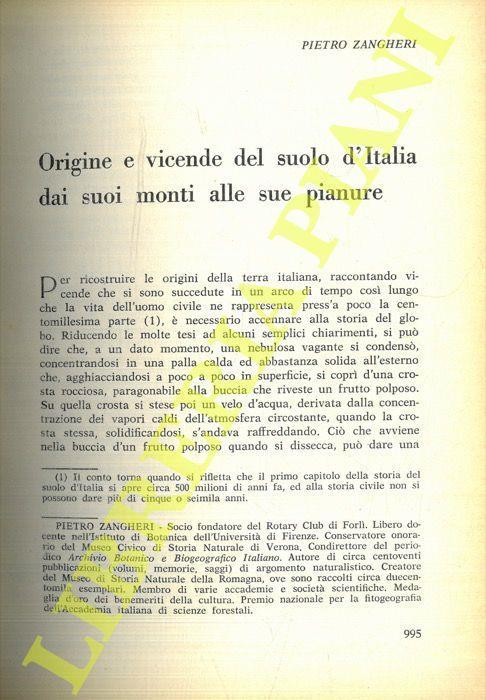 Origini e vicende del suolo d'Italia dai suoi monti alle sue pianure - Pietro Zangheri - copertina