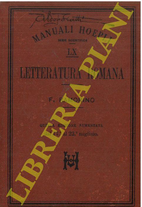 Letteratura romana. Quinta edizione in parte rifatta - Felice Ramorino - copertina