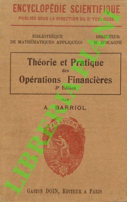 Théorie et Pratique des Opérations Financières - copertina