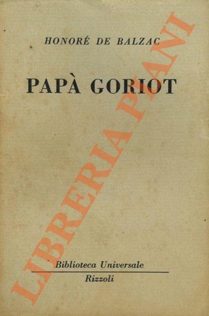 Papà Goriot - Honoré de Balzac - copertina