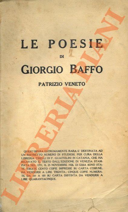 Le Poesie di Giorgio Baffo patrizio veneto - Giorgio Baffo - copertina