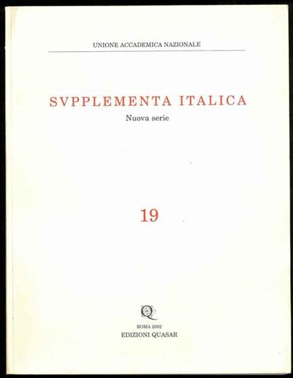 Supplementa italica. Nuova serie n. 19. Umbria - Liguria - Transpadana - copertina
