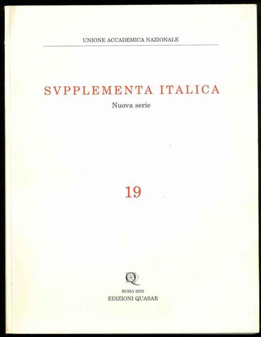 Supplementa italica. Nuova serie n. 19. Umbria - Liguria - Transpadana - copertina