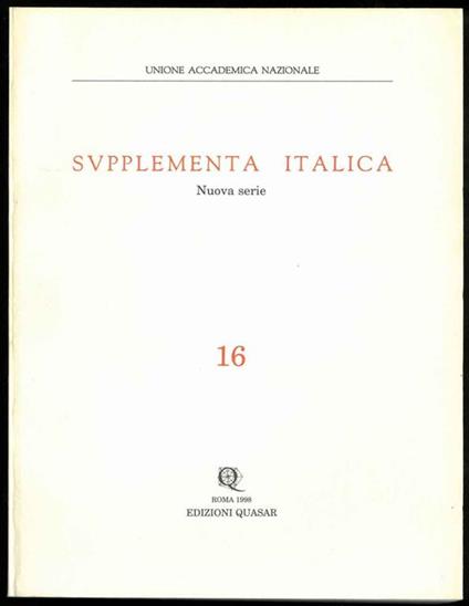 Supplementa italica. Nuova serie n. 16 - copertina