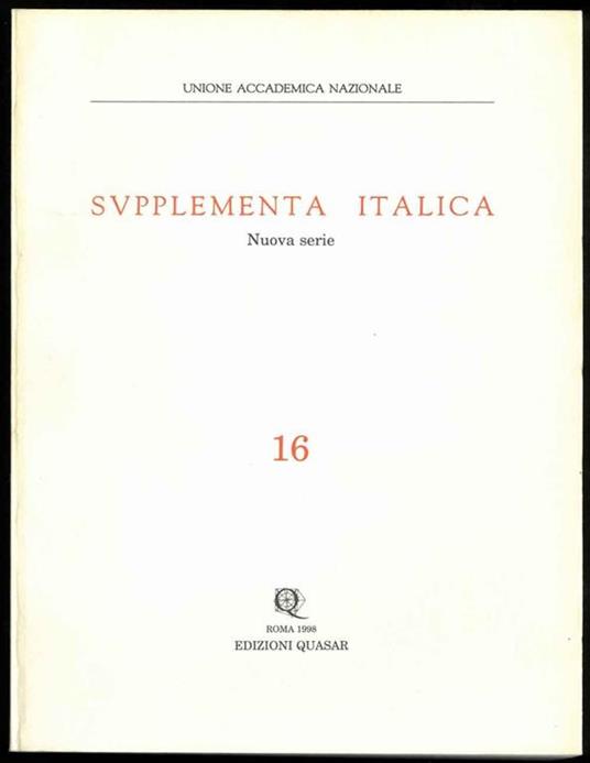 Supplementa italica. Nuova serie n. 16 - copertina
