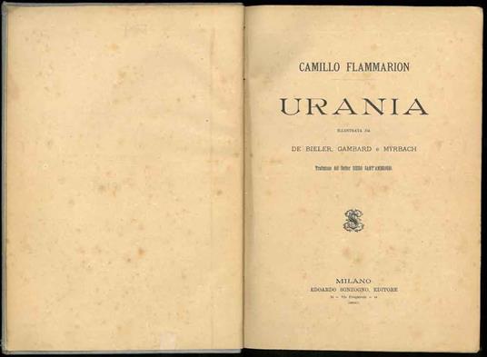 Urania. Illustrata da De Bieler, Gambard e Myrbach. Traduzione del Dottor Diego Sant'Ambrogio - Camillo Flammarion - copertina