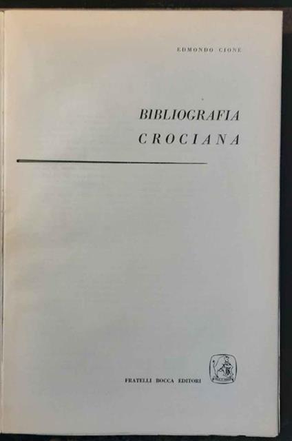 Bibliografia crociana - Edmondo Cione - copertina
