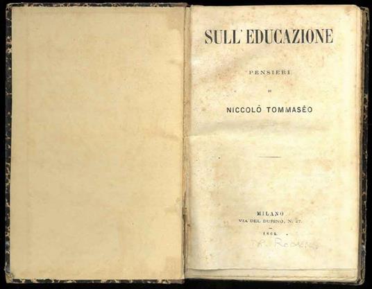 Sull'educazione. Pensieri - Niccolò Tommaseo - copertina