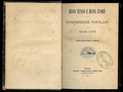 Buon senso e Buon cuore. Conferenze popolari - Cesare Cantù - copertina