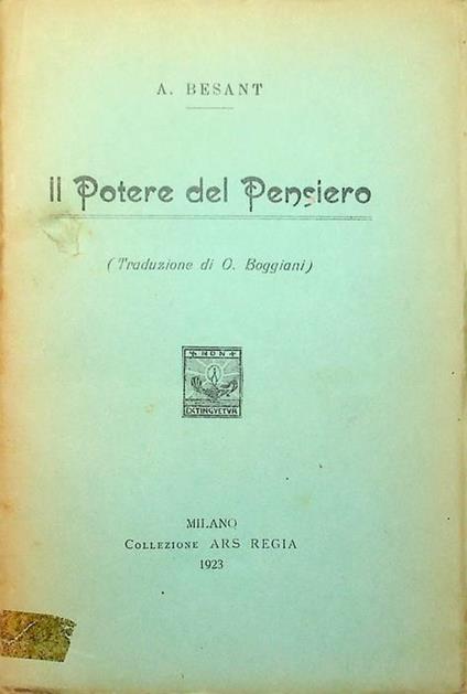 Il potere del pensiero - Annie Besant - copertina