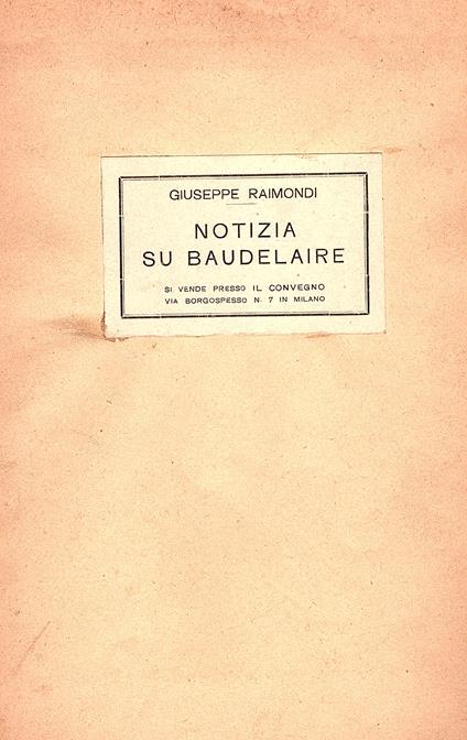 Notizia su Baudelaire - Giuseppe Raimondi - copertina