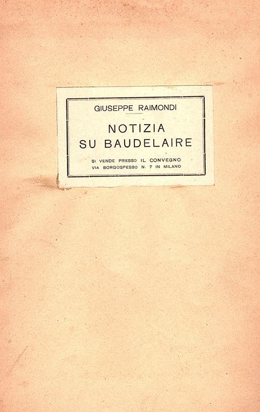 Notizia su Baudelaire - Giuseppe Raimondi - copertina