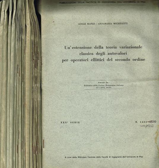 Pubblicazioni della facoltà di ingegneria dell'università di Pisa. XXX-serie n.1451-1500 - copertina
