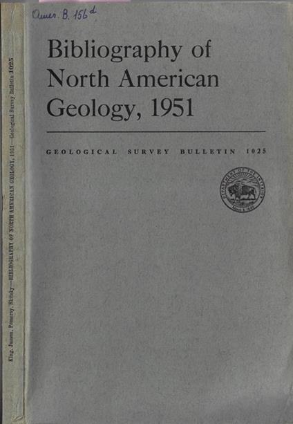 Bibliography of North American Geology, 1951 - copertina