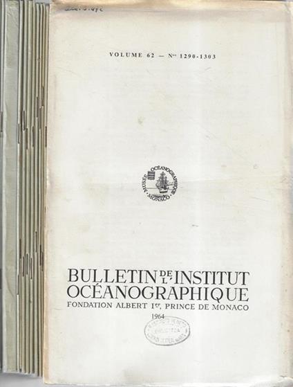 Bulletin de l'institut oceanographique Vol. 62 N. 1290-1303 - copertina