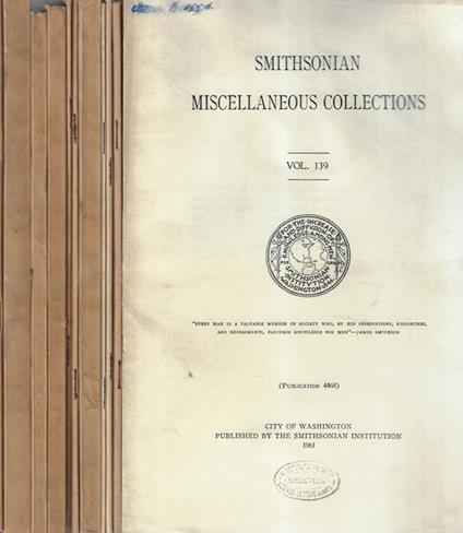 Smithsoniana miscellaneous collections Vol. 139 - copertina