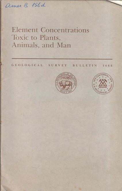 Element concentrations toxic to plants, animals, and man - copertina