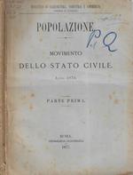 Popolazione. Movimento dello stato civile anno 1876 parte prima