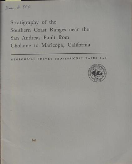 Stratigraphy of the Southern Coast Ranges near the San Andreas Fault from Cholame to Maricopa, California - copertina