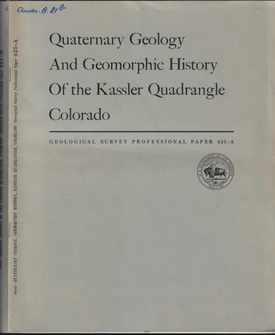 Geological Survey Professional Paper 421 A-B - copertina