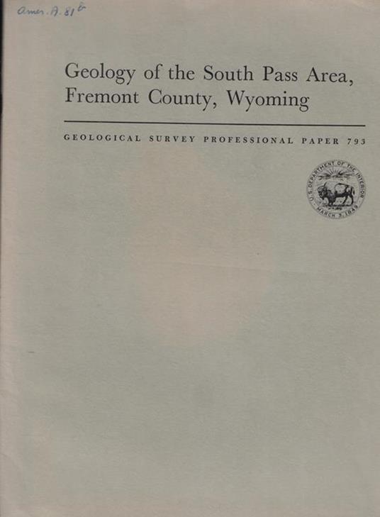 Geology of the South Pass Area, Fremont Country, Wyoming - copertina