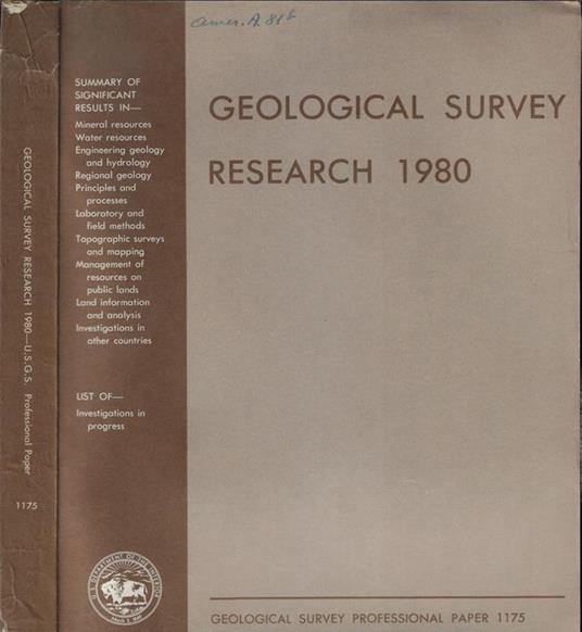Geological Survey Research 1980 - copertina