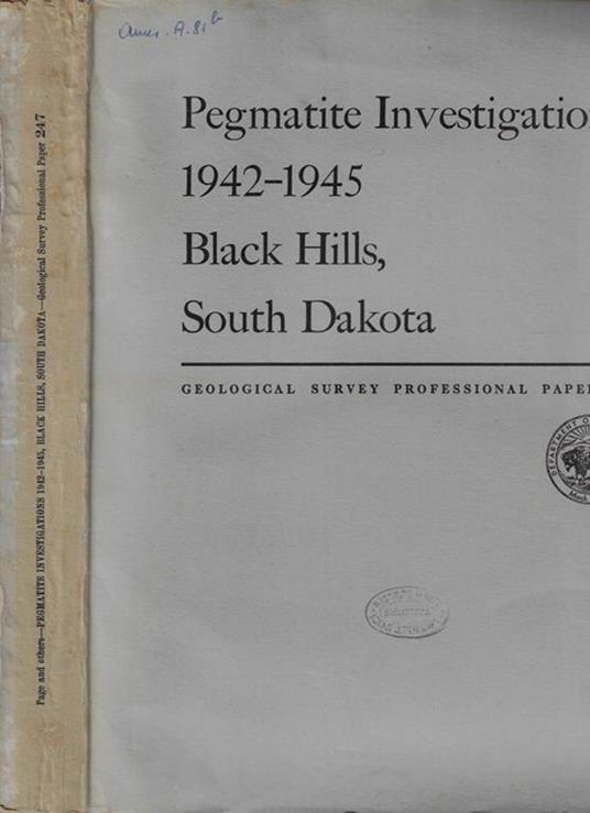 Pegmatite Investigations 1942-1945 Black Hills, South Dakota - copertina