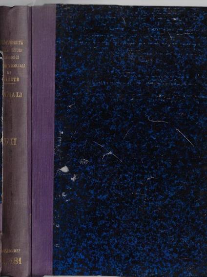 Annali della R. Università degli studi economici e commerciali di Trieste Vol. VII 1935 - copertina